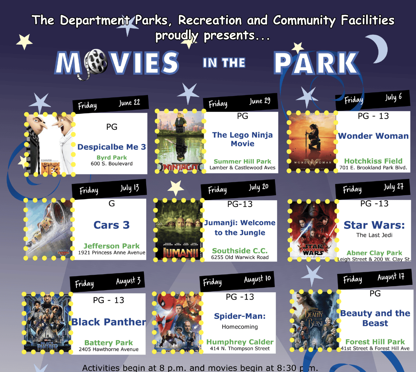 FREE Movies in the Park Enjoying RVA and all it has to offer!