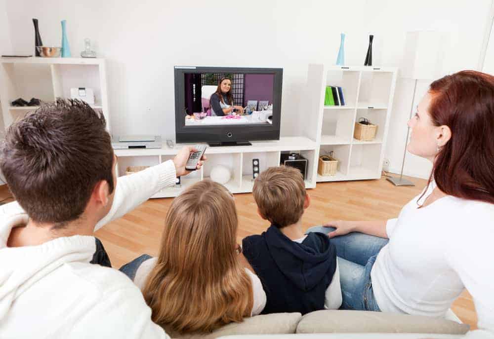 family watching television